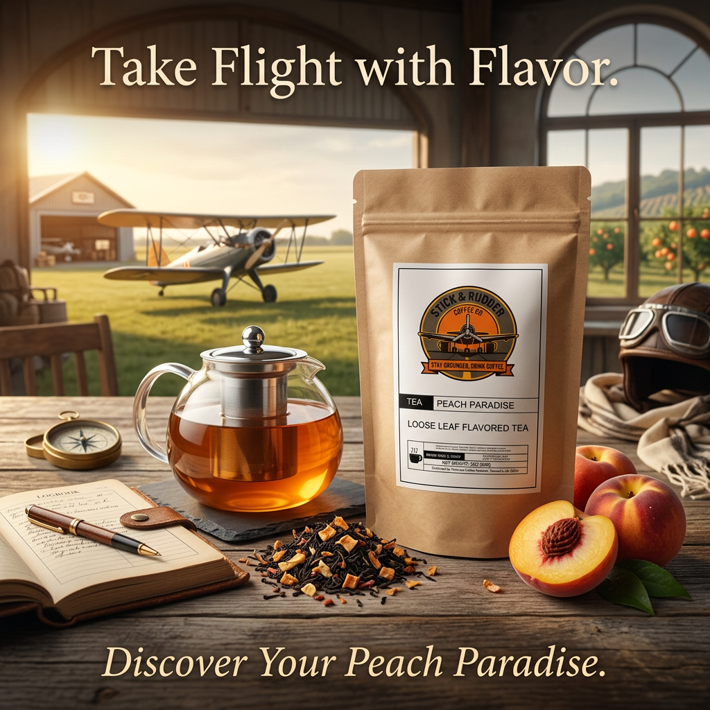 Peach Paradise | Fruity Peach Tea Blend – Stick & Rudder Coffee Co. Peach Paradise | Fruity Peach Tea Blend – Stick & Rudder Coffee Co.
